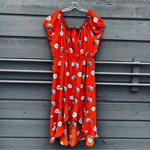 RUE 21 PLUS RUSTY ORANGE FLORAL HIGH LOW DRESS MAXI SIZE 3X  NEW